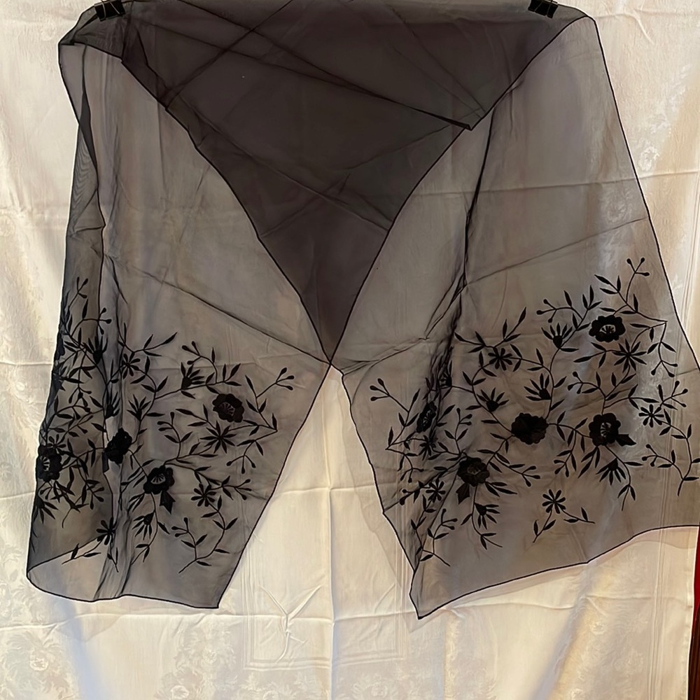 Charter club black silk scarf